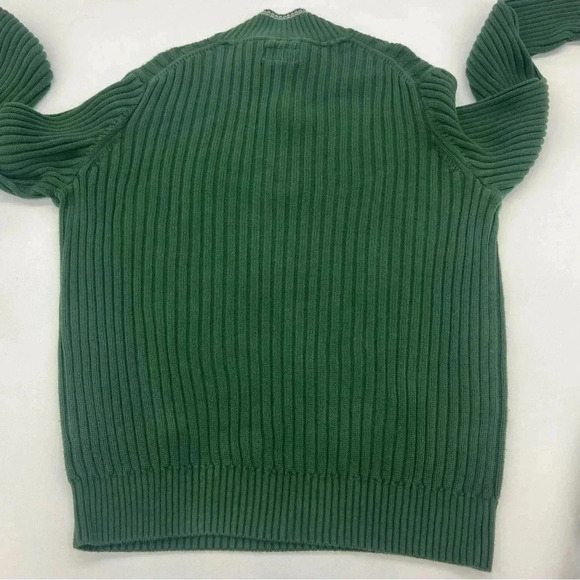 Tommy Hilfiger Mens Crest XL 1/4 Zip Cable Knit Sweater Cotton Hunter Green - Picture 7 of 9